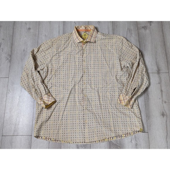 Steven Land Mens Long Sleeve Dress Shirt Sz 18 1/2, 36-37 Tall Polka Dot/Stripe - Picture 1 of 9